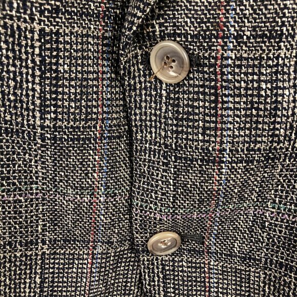 Vintage  MW Blazer Mens 41R Black White Glenn Plaid 100% Silk Jacket Sport Coat - Picture 10 of 16
